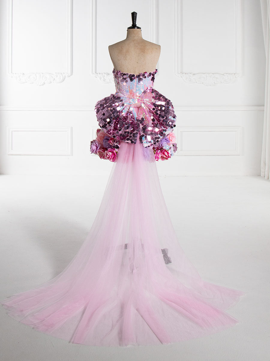 High Low Strapless Luxury Midi Prom Dress Short Prom Party Gowns YE2522