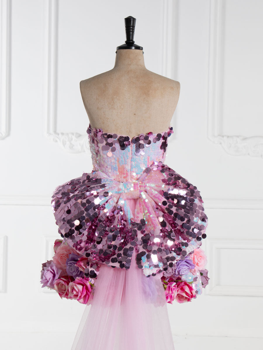 High Low Strapless Luxury Midi Prom Dress Short Prom Party Gowns YE2522