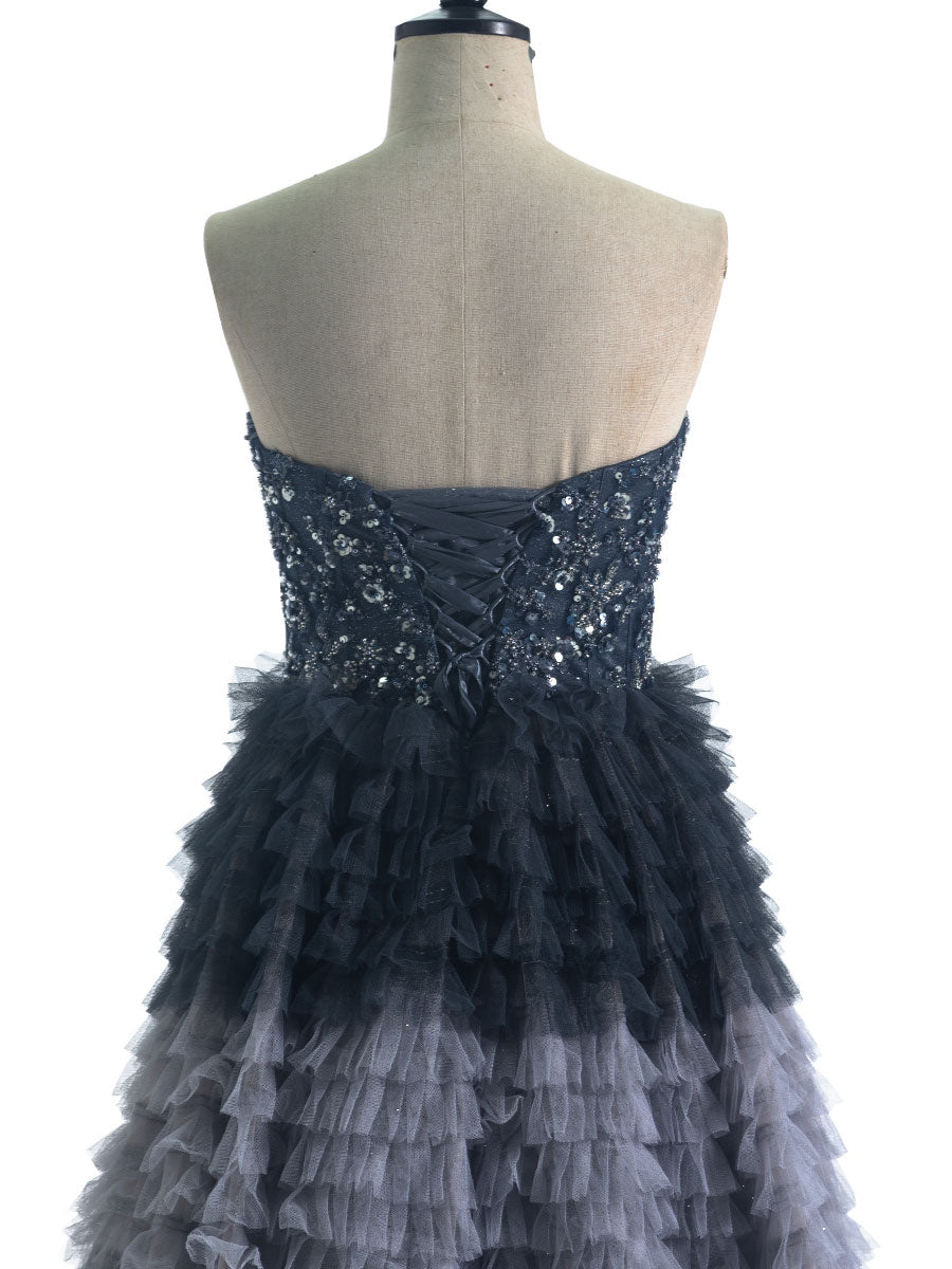 Ball-Gown Princess Sweetheart Floor-Length Tulle Prom Dresses With Beading Sequins #18560