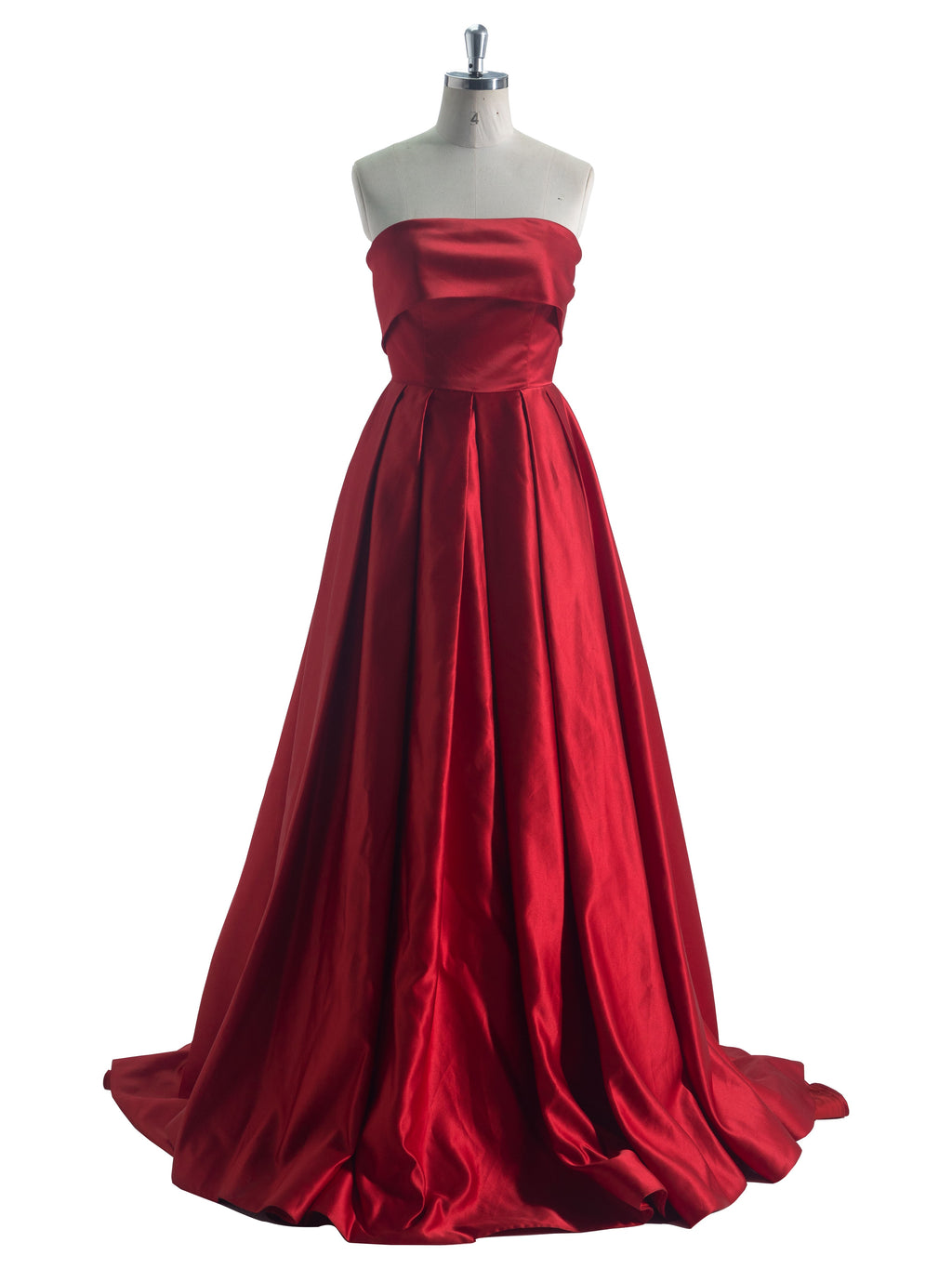 A Line Square Floor-Length Silky Red Satin Prom Dresses #LT3734