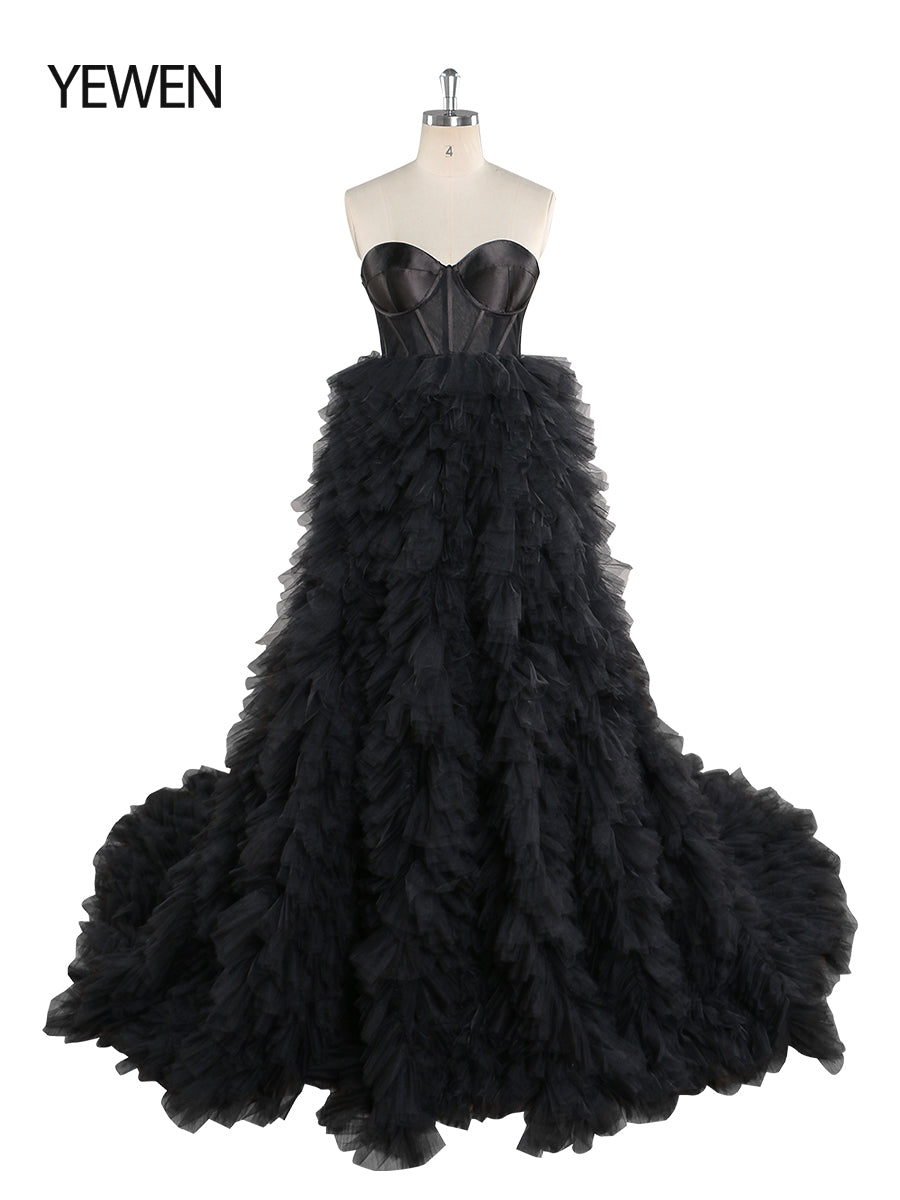 Elegant Blush Ruffles Tulle Colored Wedding Dress Photography Gown Photo Shoot Dress YEWEN YW220924