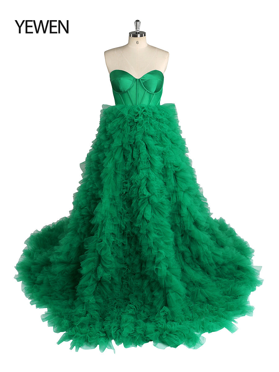 Elegant Blush Ruffles Tulle Colored Wedding Dress Photography Gown Photo Shoot Dress YEWEN YW220924