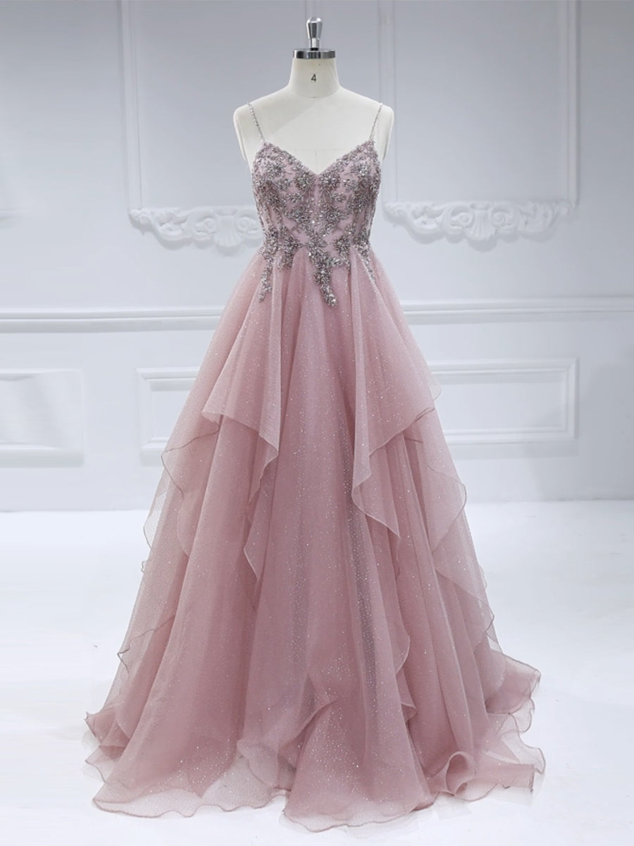 A-Line Handmade beads Prom Dress Floor-Length Photo Shoot Dress #260154