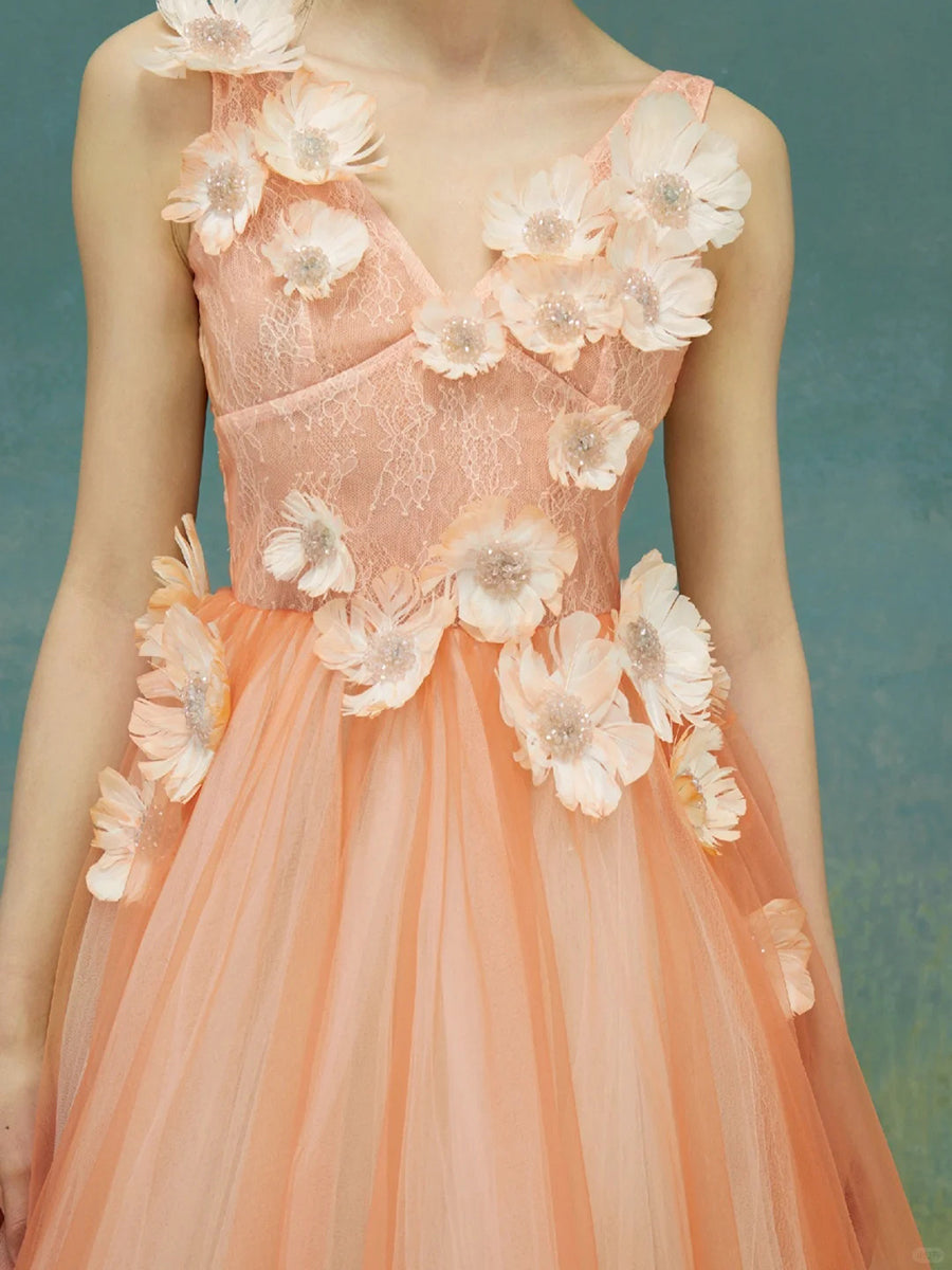 Elegant Tulle Mini Length Birthday Dress With 3d Floral Cocktail Dresses Cocktail Party