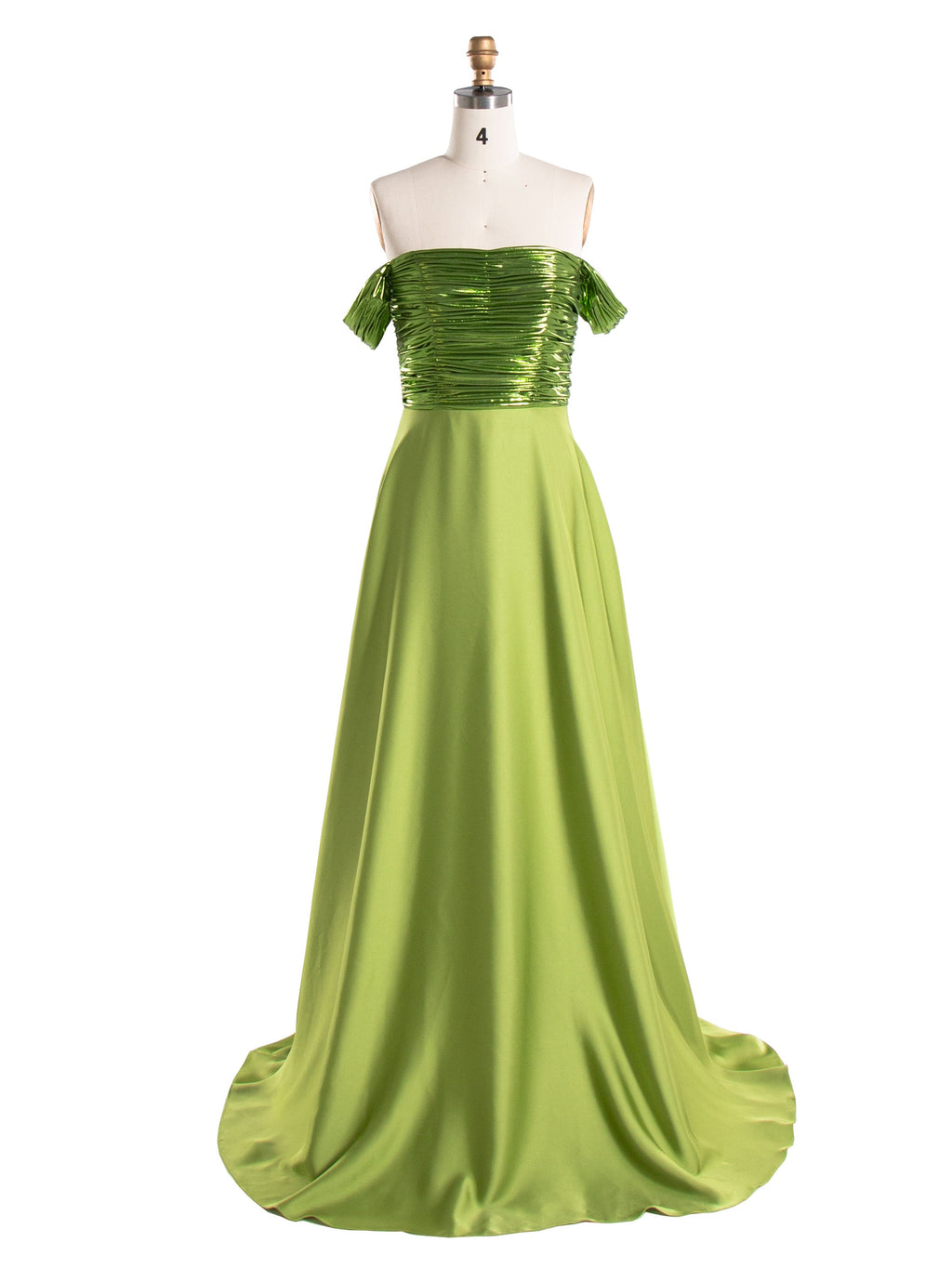 A-line Off The Shoulder Floor Length Satin Prom Dresses YE3005