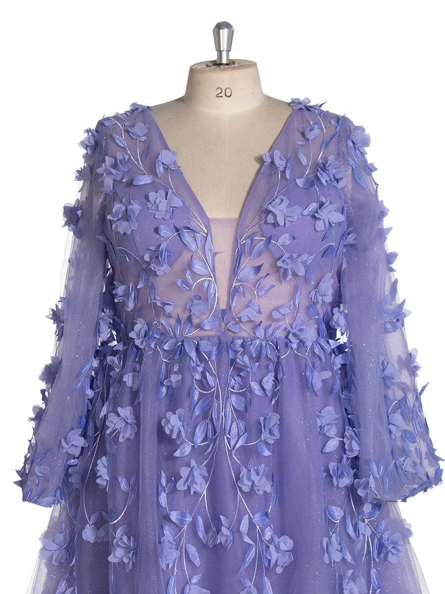 Gorgeous Floral Lace Plus Size Prom Party Dress YW240115