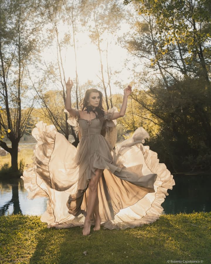 New Woman Dress Side Slit Ruffles Maxi Photo Shoots Dress Custom Colors YW230506