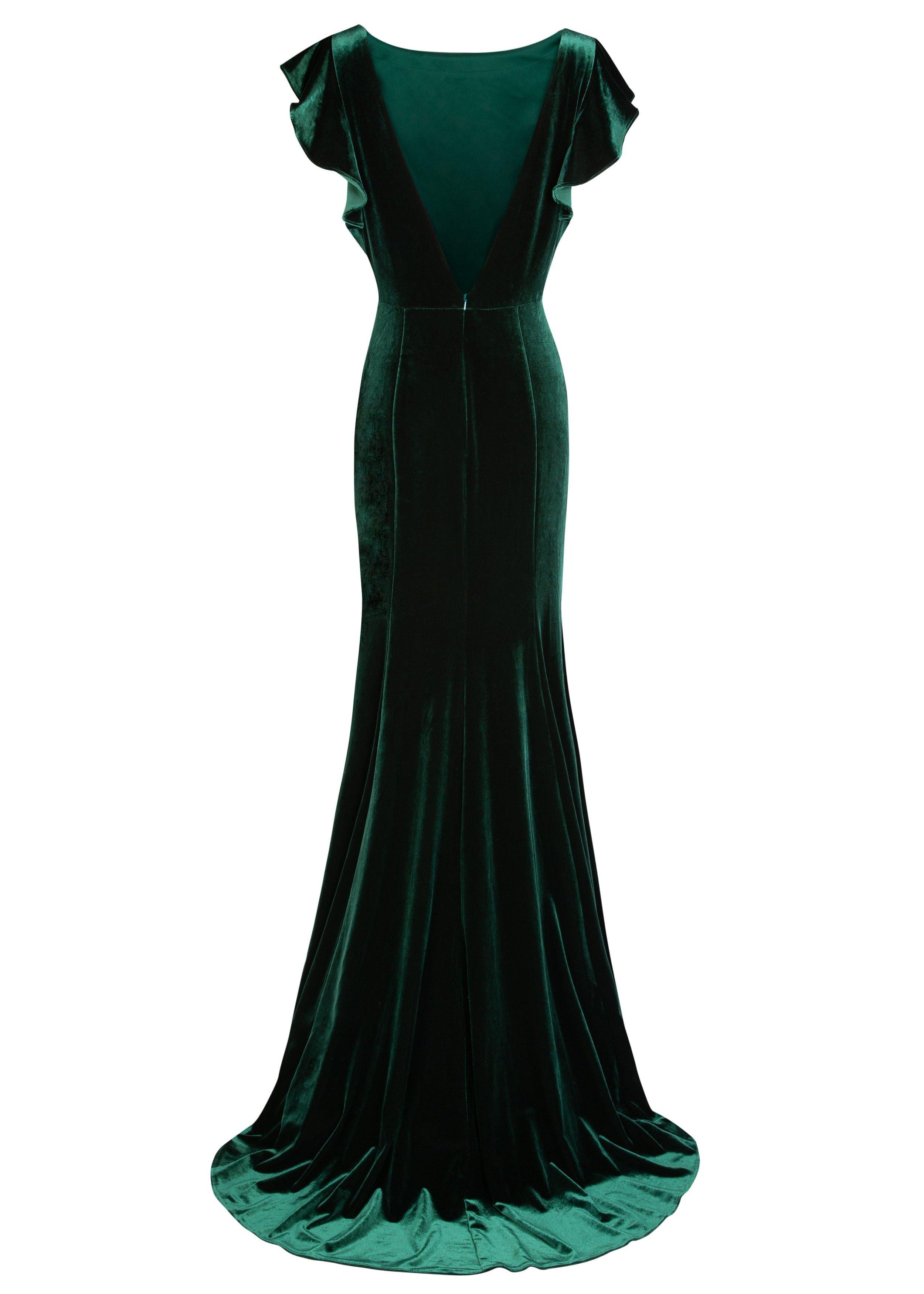 Cecelia Velvet Bridesmaid Dress in Forest Green