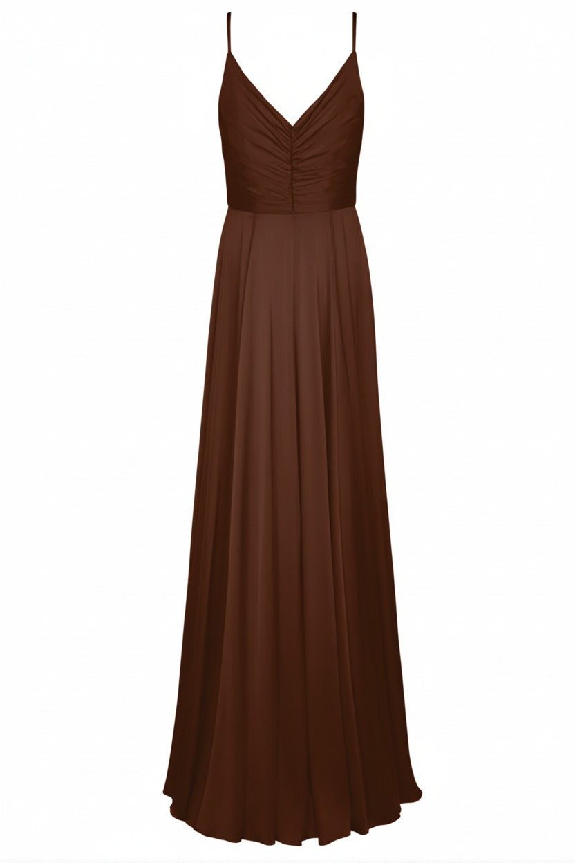 Isla Bridesmaid Dress in Chocolate Brown Satin