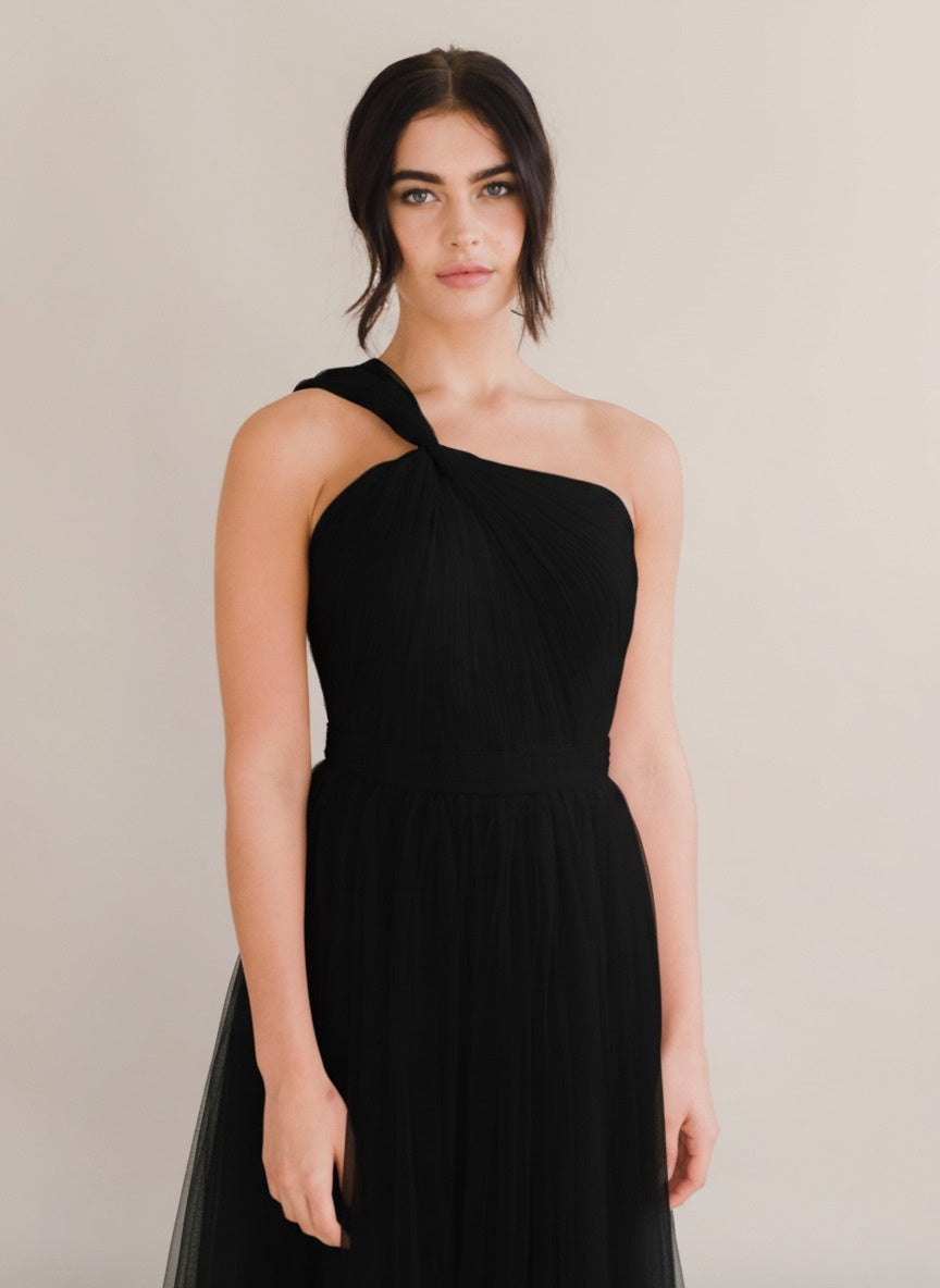 Luna Bridesmaid Dress in Black Tulle