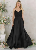 Isla Bridesmaid Dress in Black Satin