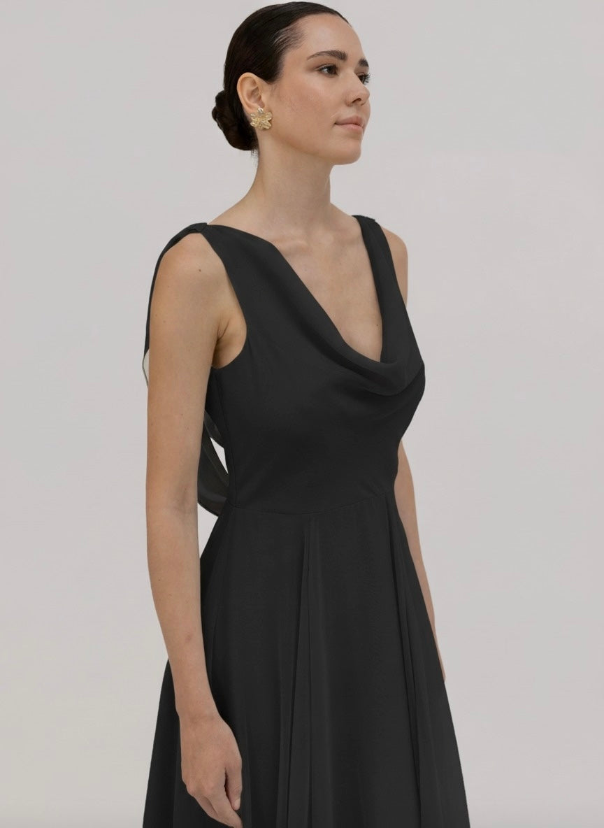 Athena Bridesmaid Dress In Black Chiffon