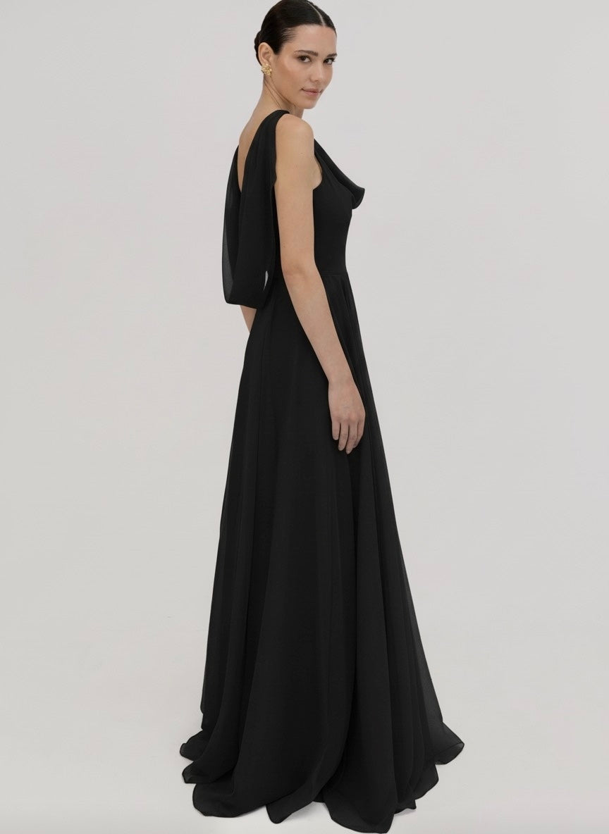 Athena Bridesmaid Dress In Black Chiffon