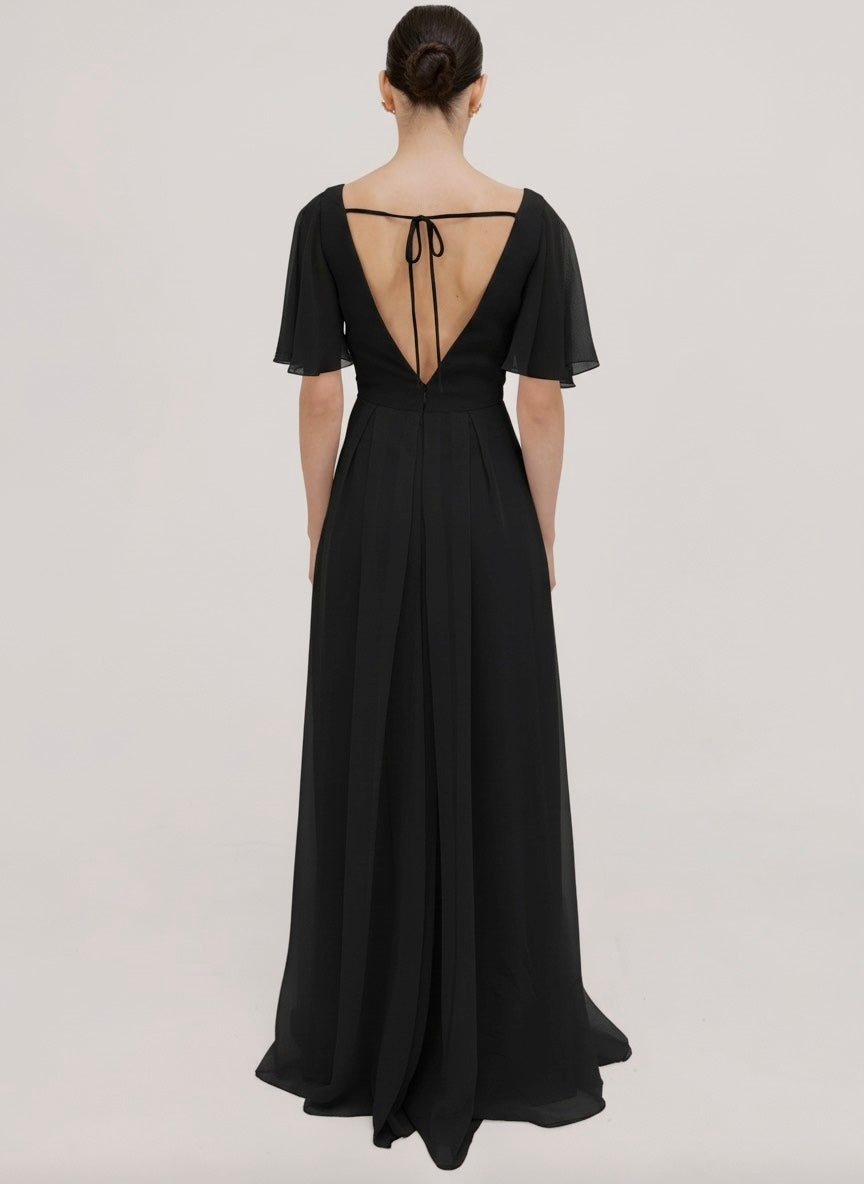 Phoebe Bridesmaid Dress In Black Chiffon