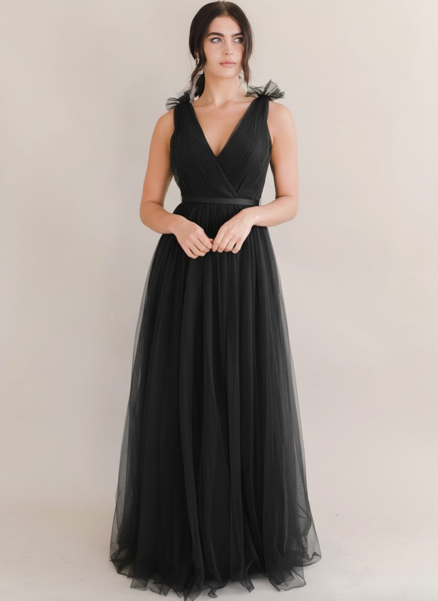 Grace Bridesmaid Dress in Black Tulle