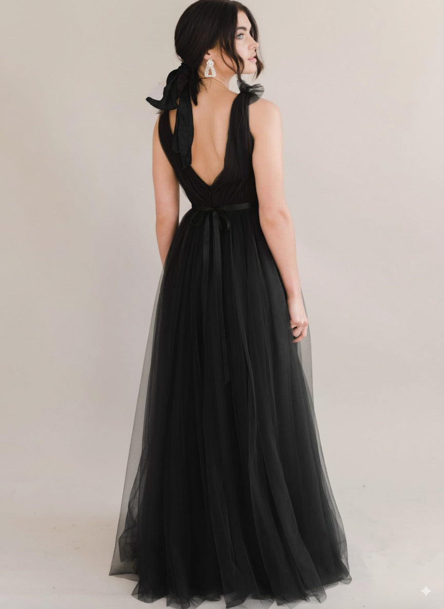 Grace Bridesmaid Dress in Black Tulle