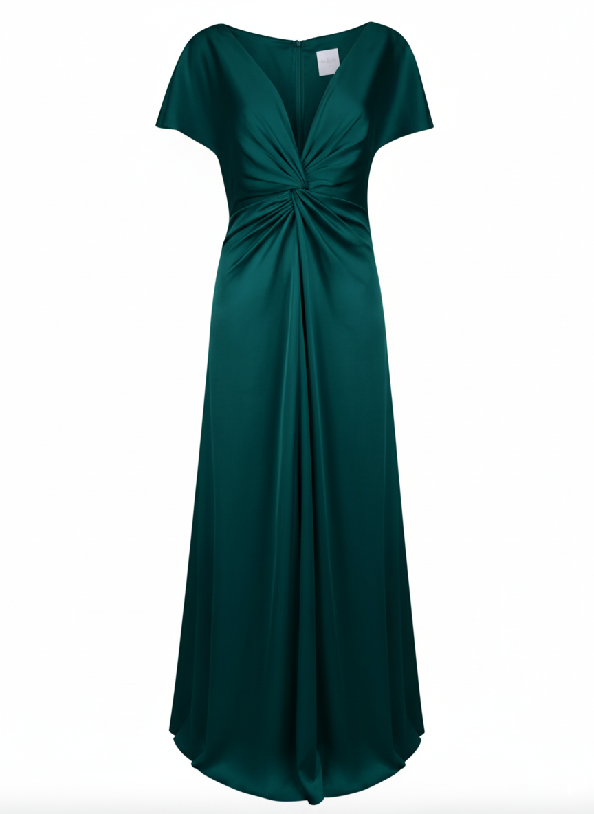 Camilla Bridesmaid Dress in Emerald Dawn Satin