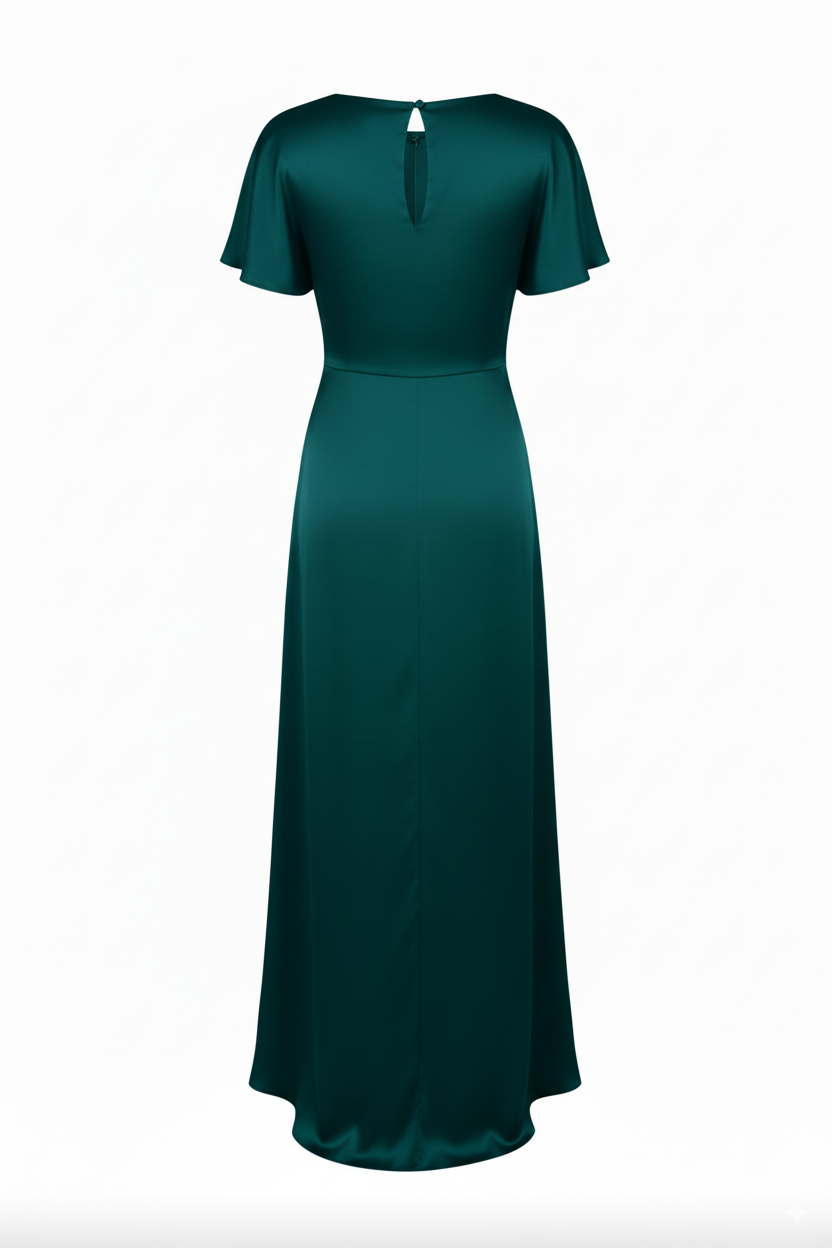 Camilla Bridesmaid Dress in Emerald Dawn Satin