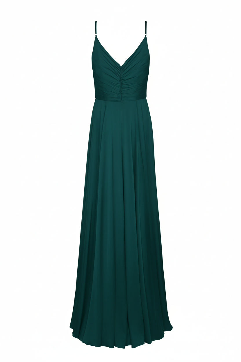Isla Bridesmaid Dress in Emerald Dawn Satin