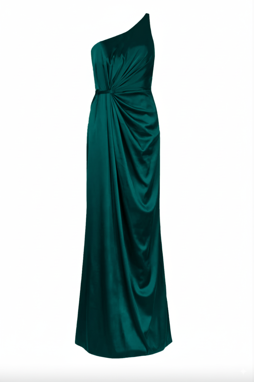 Greta Bridesmaid Dress in Emerald Dawn Satin
