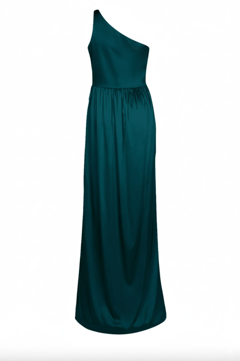 Greta Bridesmaid Dress in Emerald Dawn Satin
