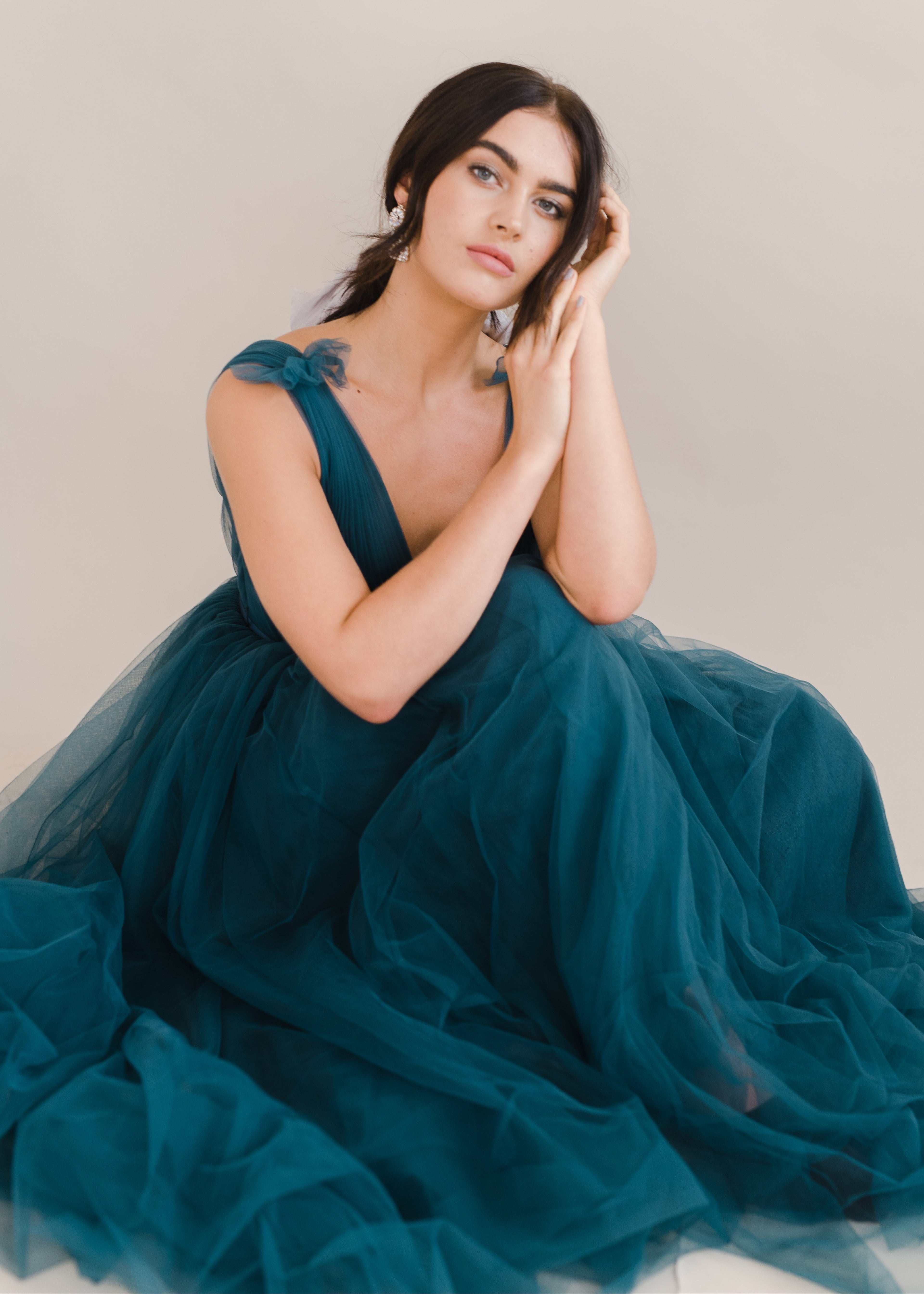 Grace Bridesmaid Dress in Emerald Dawn Tulle