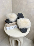 Light Beige Luxury Fur Sliders