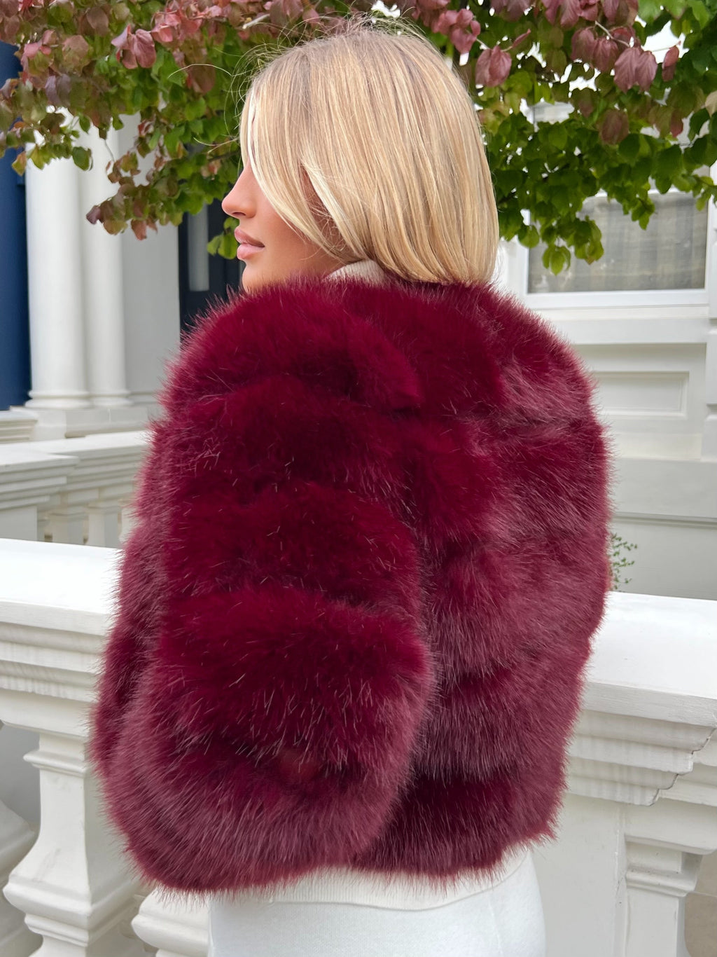 Burgundy Premium Faux Fur Jacket
