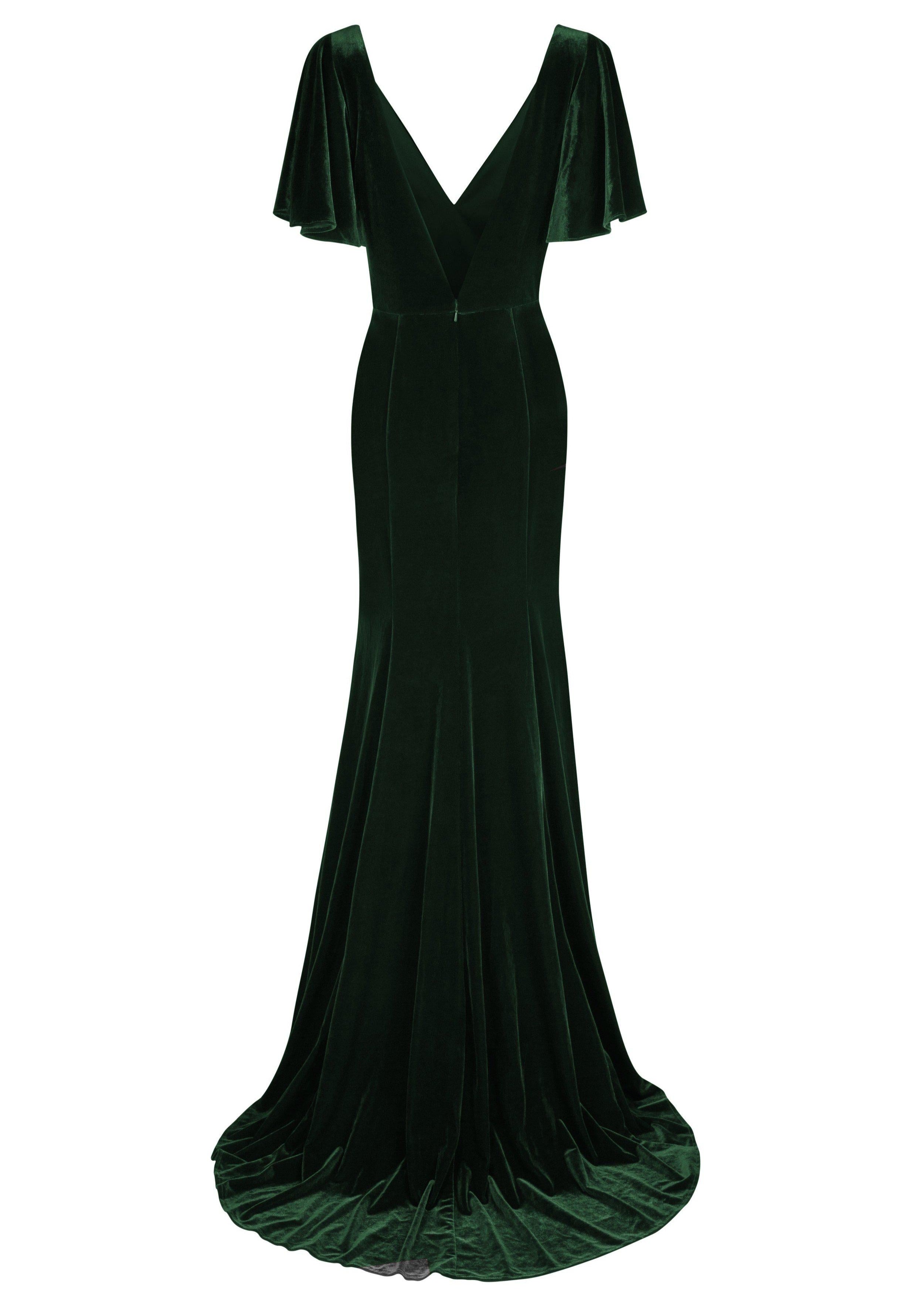 Celeste Velvet Bridesmaid Dress in Forest Green