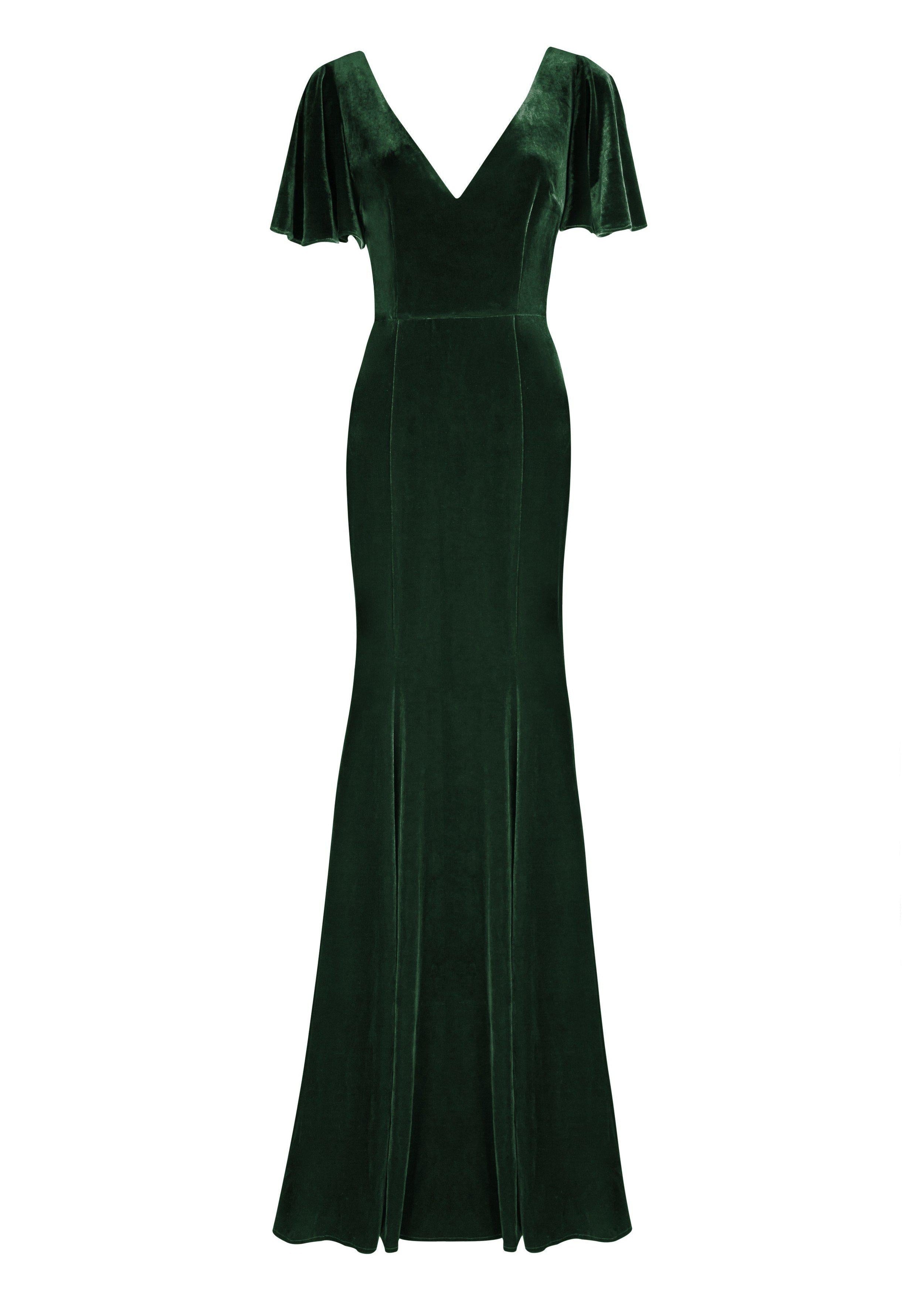 Celeste Velvet Bridesmaid Dress in Forest Green