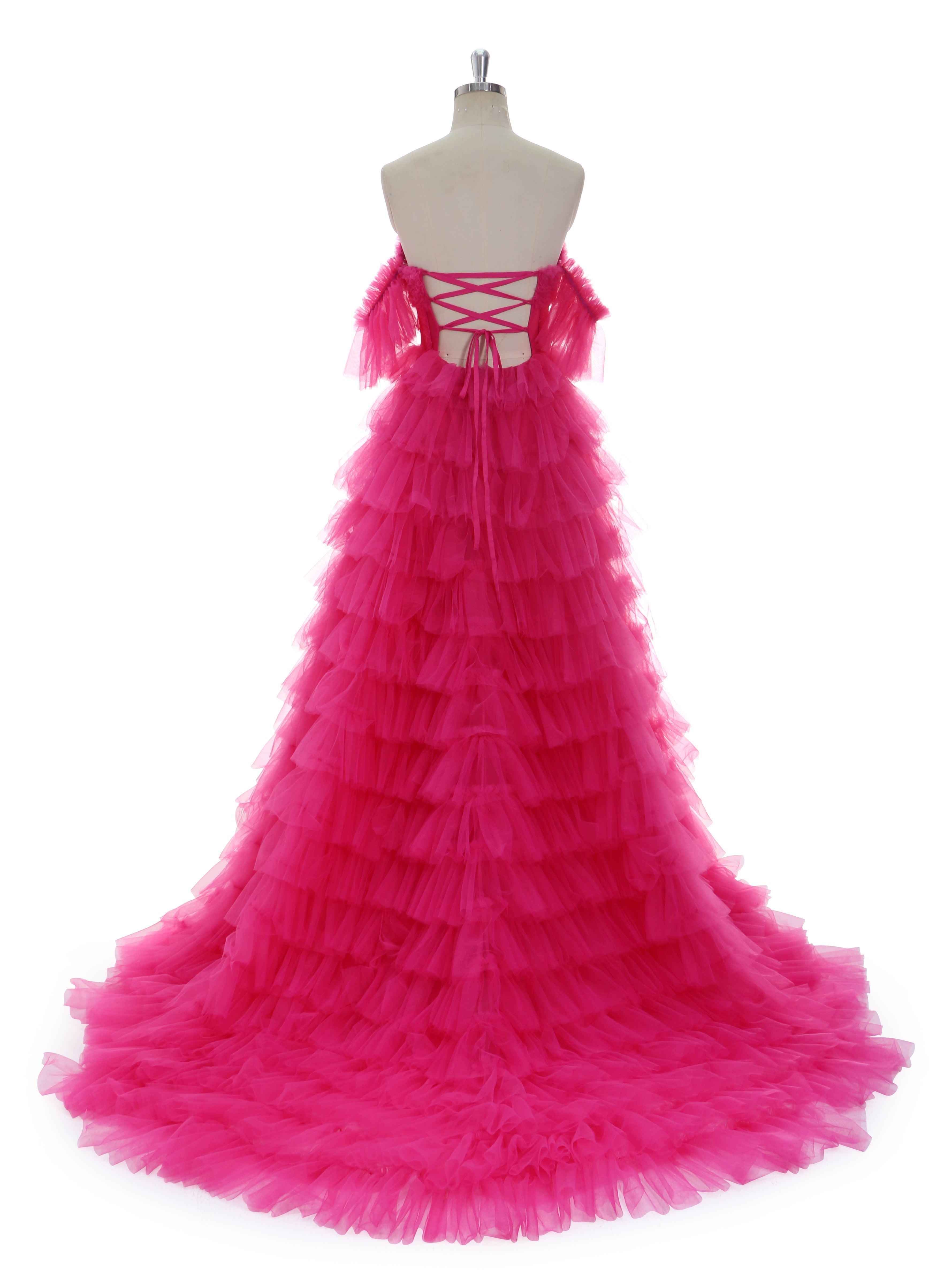 A line Off the Shoulder Soft Tulle Gown Photography Dress YW240015