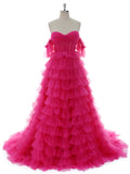 A line Off the Shoulder Soft Tulle Gown Photography Dress YW240015