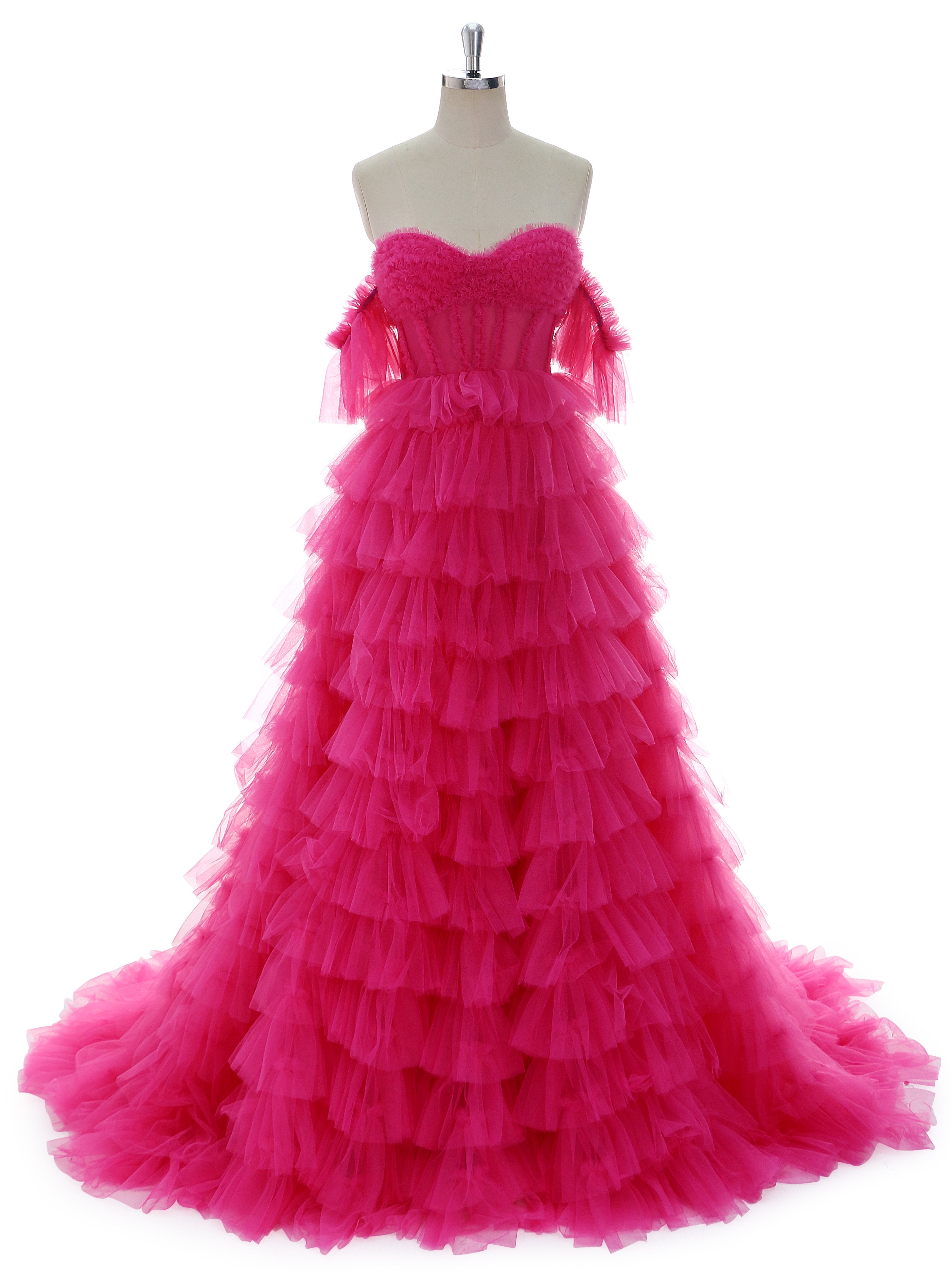 A line Off the Shoulder Soft Tulle Gown Photography Dress YW240015