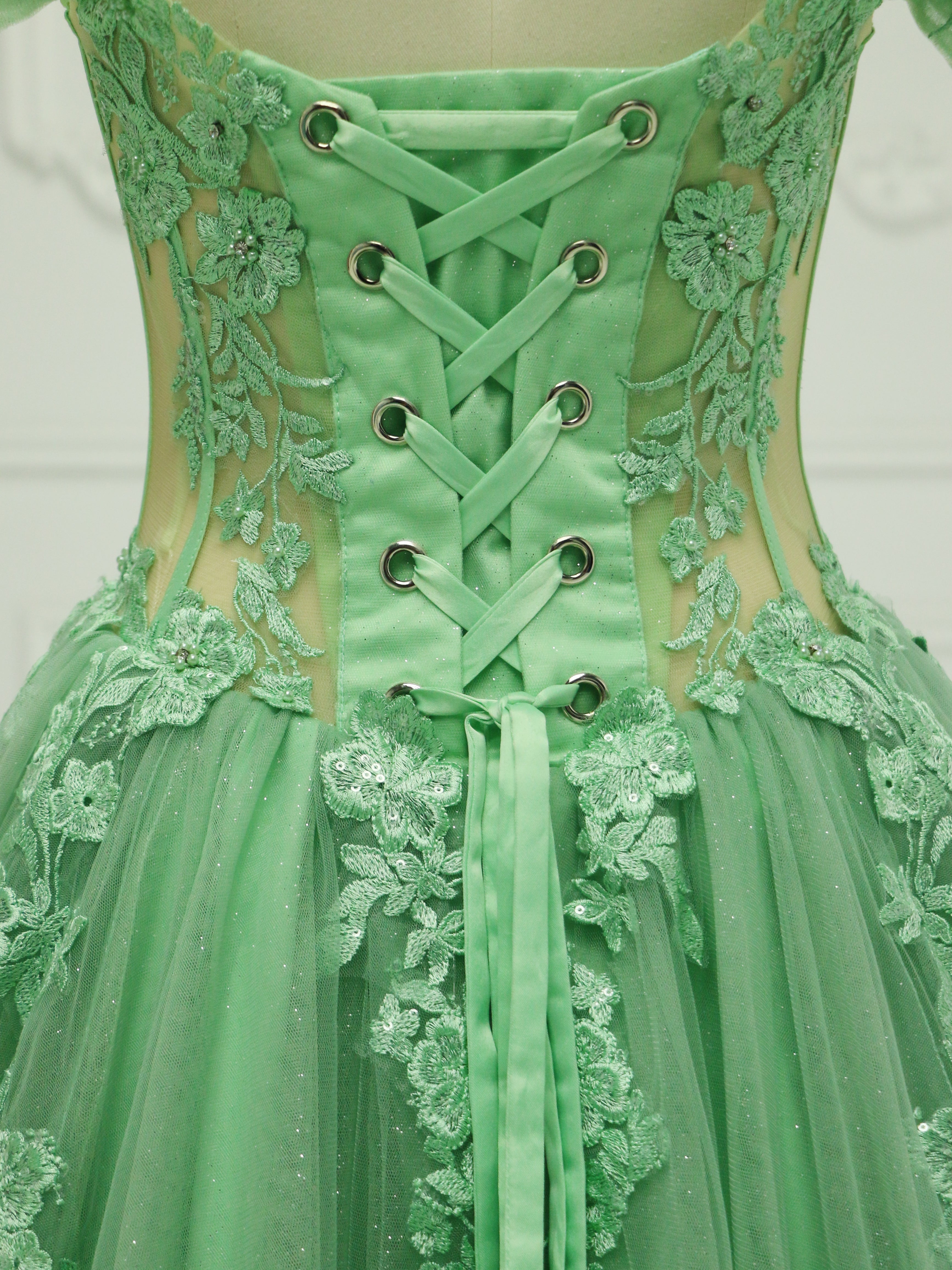 A Line Sage Green Off-Shoulder Colorful Wedding Dresses with Emboidery Lace Custom Colors YE2531