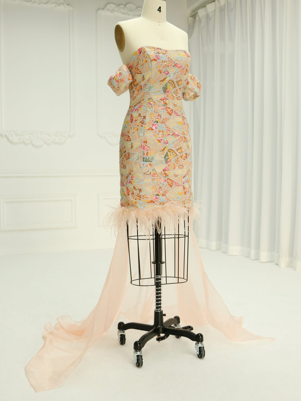 Mermaid Off The Shoulder Midi Luxury Prom Dresses YE2517