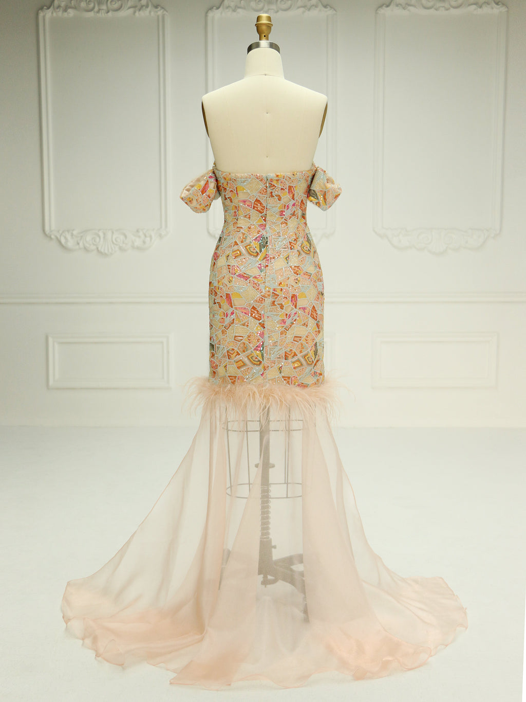 Mermaid Off The Shoulder Midi Luxury Prom Dresses YE2517