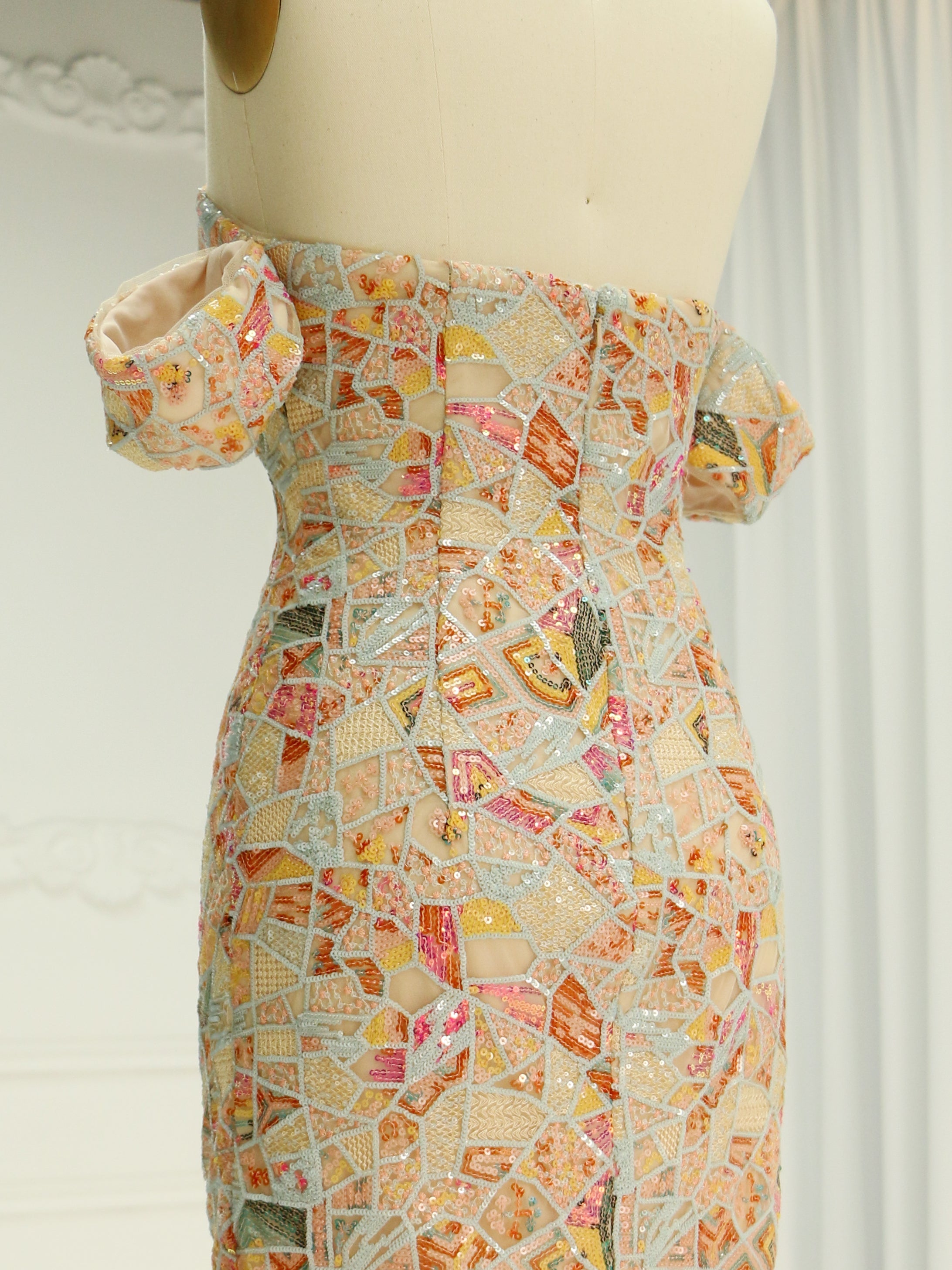 Mermaid Off The Shoulder Midi Luxury Prom Dresses YE2517