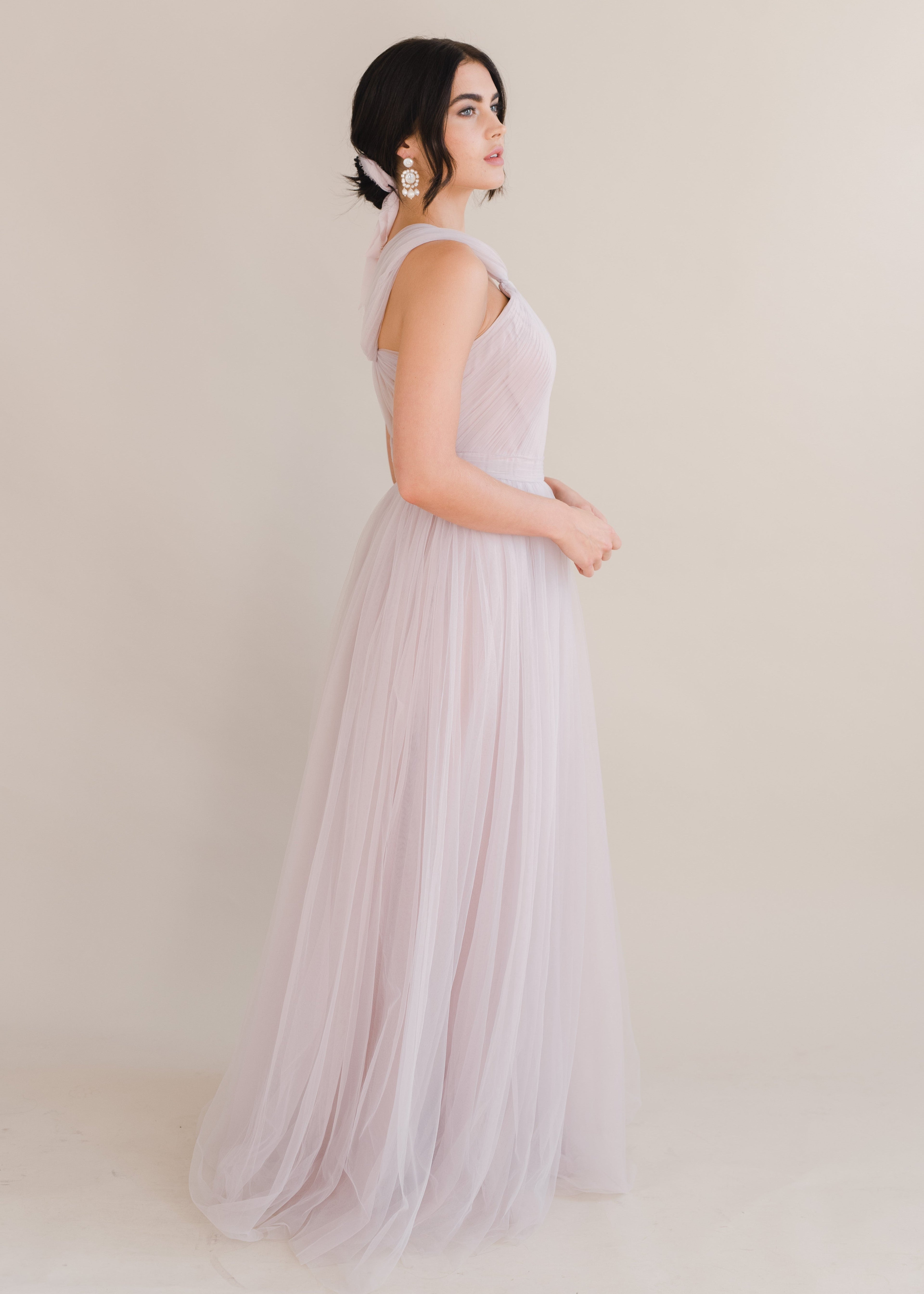 Luna Bridesmaid Dress in Smoked Blush Tulle