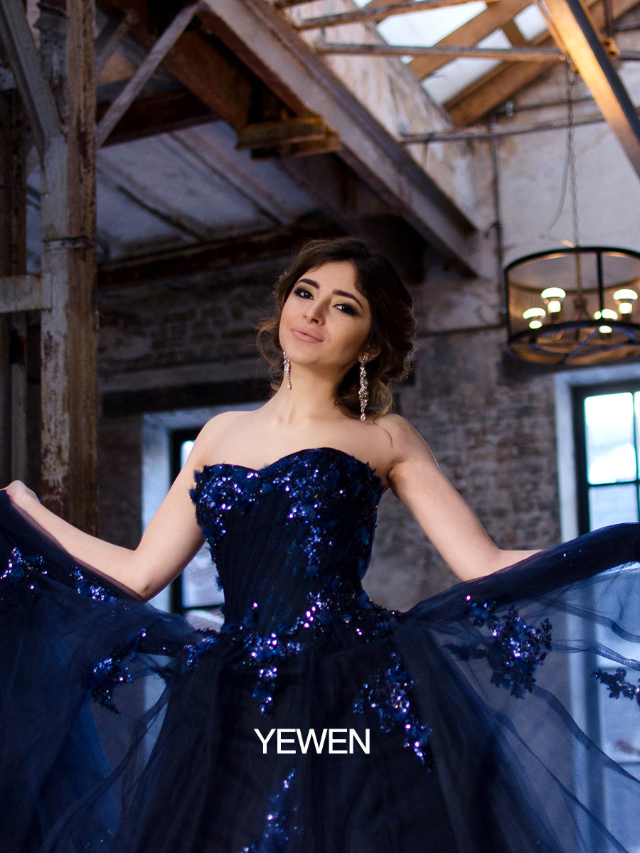 Strapless Backless Flower Sequins Elegant Evening Dress Photo Shoot Dresses YW230528