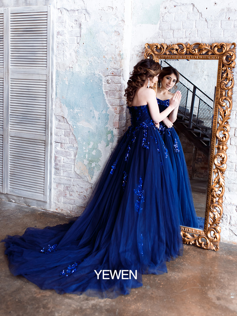 Strapless Backless Flower Sequins Elegant Evening Dress Photo Shoot Dresses YW230528