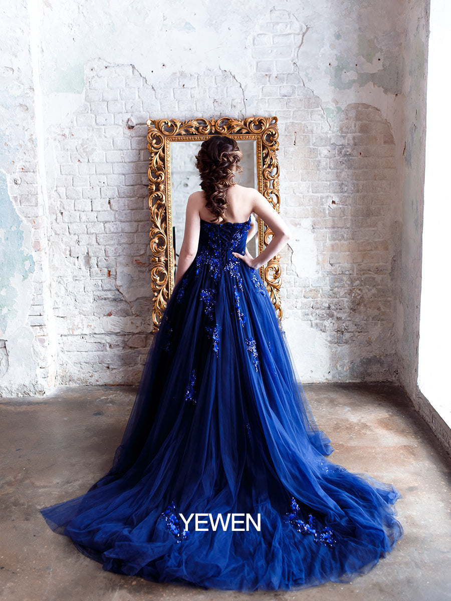 Strapless Backless Flower Sequins Elegant Evening Dress Photo Shoot Dresses YW230528