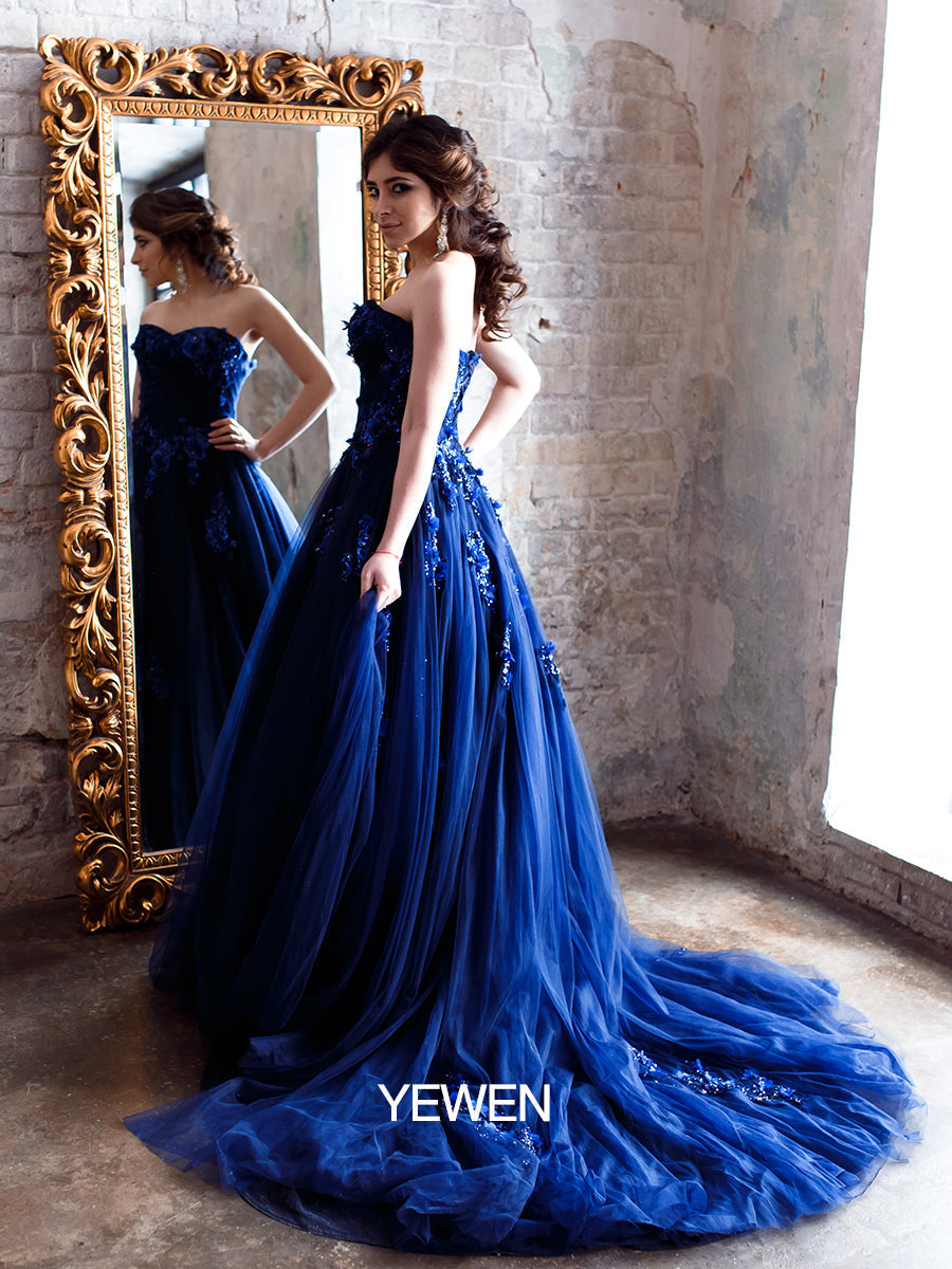 Strapless Backless Flower Sequins Elegant Evening Dress Photo Shoot Dresses YW230528