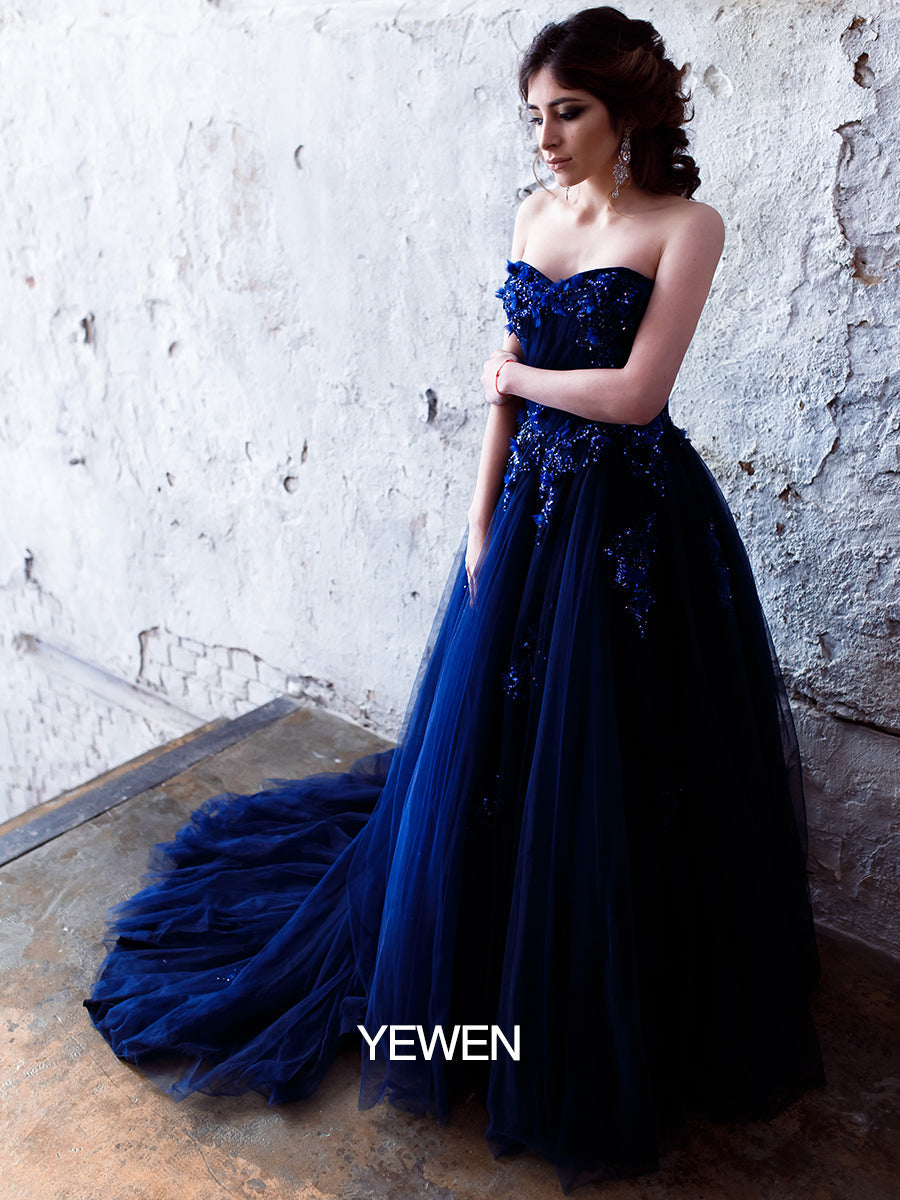 Strapless Backless Flower Sequins Elegant Evening Dress Photo Shoot Dresses YW230528