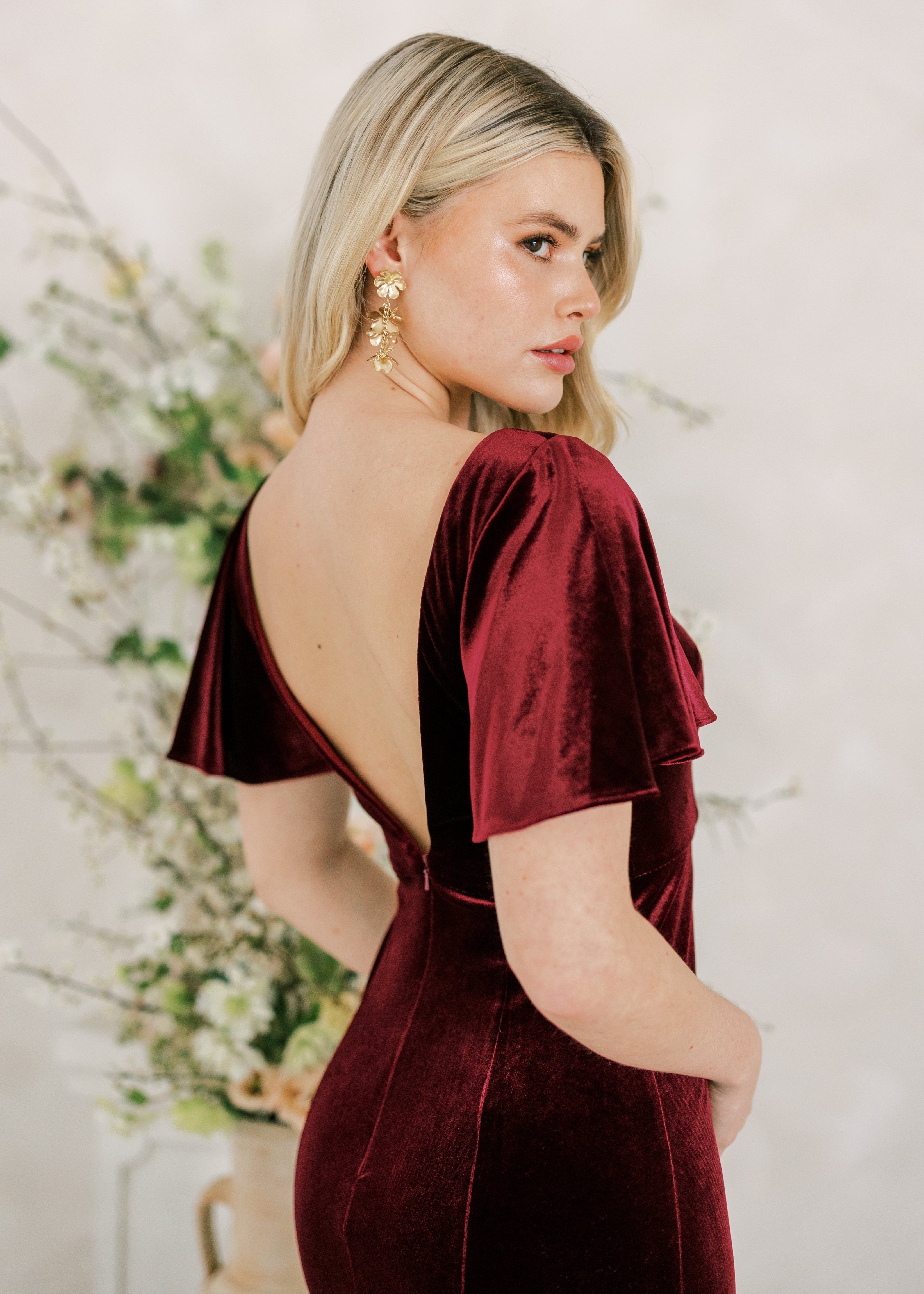 Celeste Velvet Bridesmaid Dress in Merlot