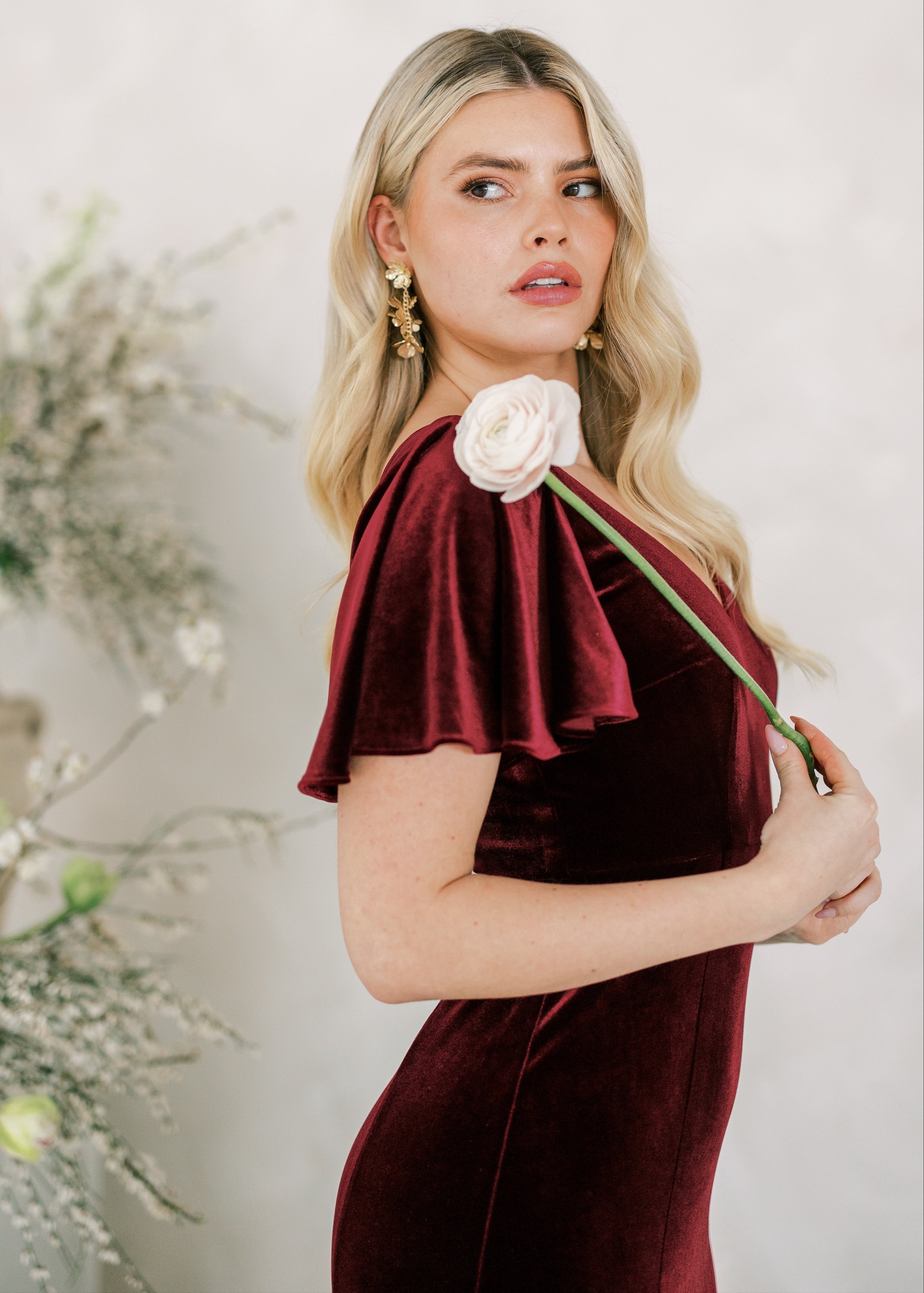 Celeste Velvet Bridesmaid Dress in Merlot