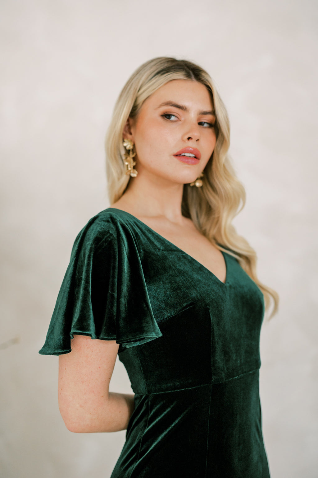 Celeste Velvet Bridesmaid Dress in Forest Green