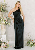 Greta Bridesmaid Dress in Black Satin
