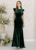 Cecelia Velvet Bridesmaid Dress in Forest Green