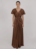 Camilla Bridesmaid Dress in Chocolate Brown Satin