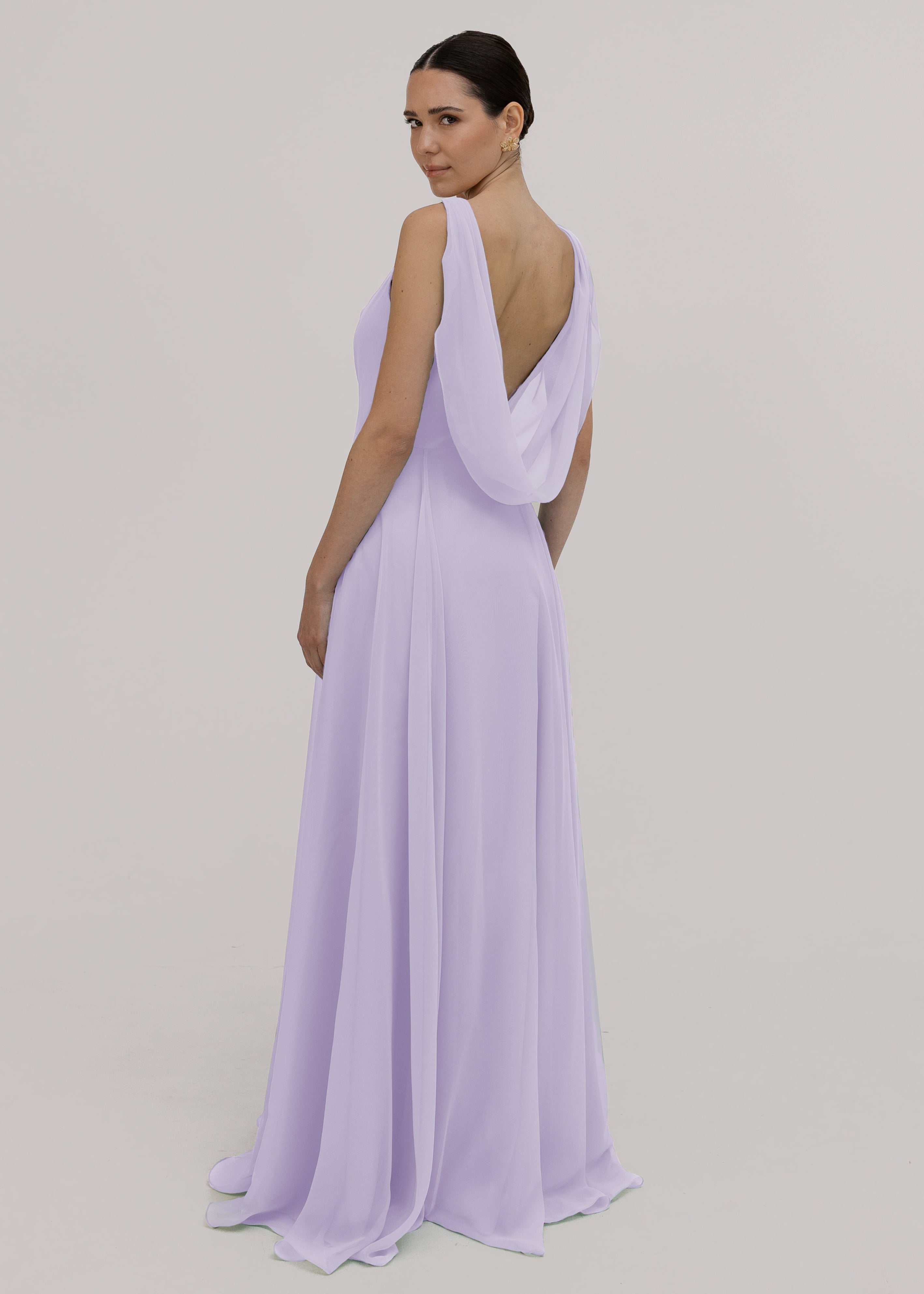 Athena Bridesmaid Dress In Lilac Mist Chiffon